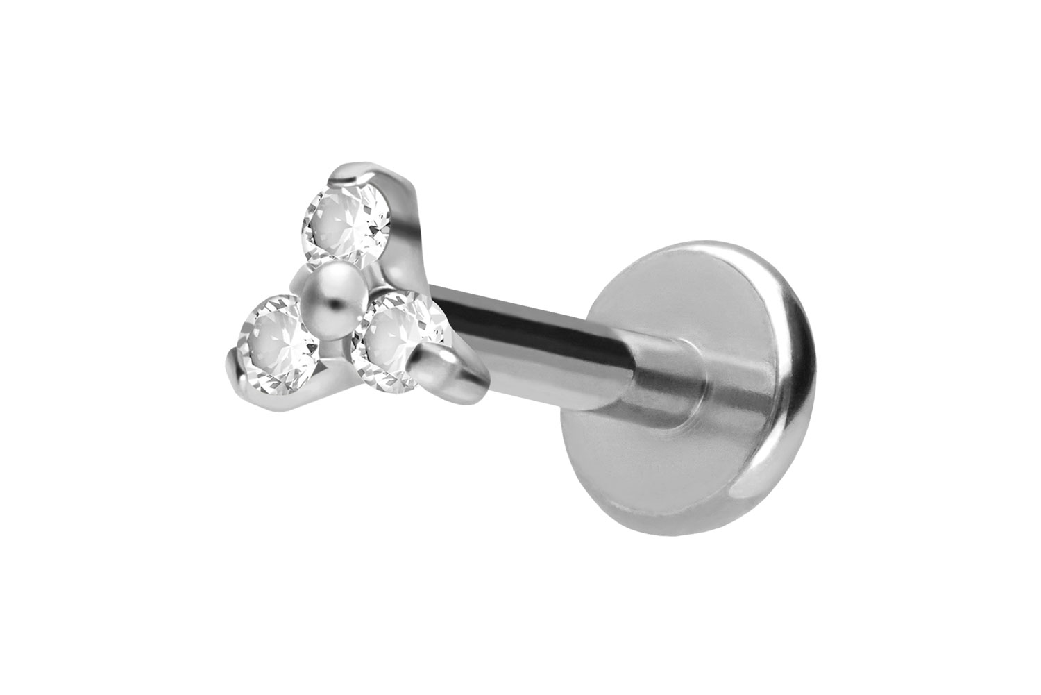 Titan Labret Piercing mit Push Fit KRISTALLBLUME